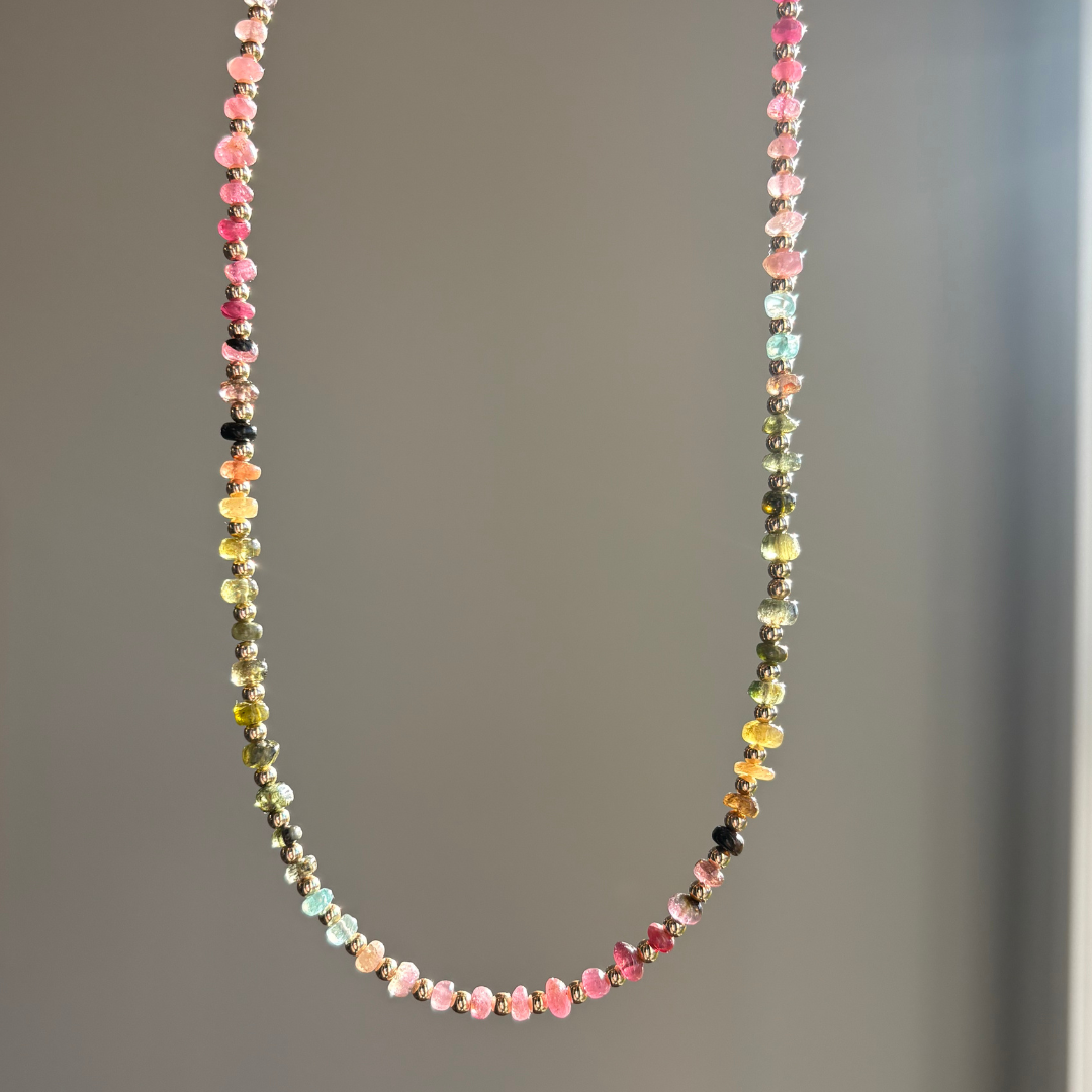 MIA | RAINBOW TOURMALINE + GOLD NECKLACE
