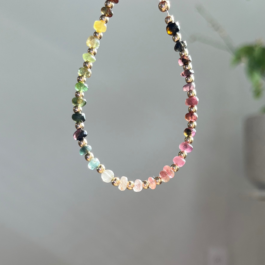 MIA   |   RAINBOW TOURMALINE + GOLD  BRACELET